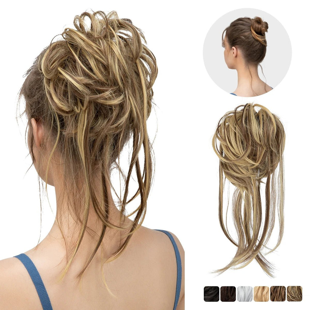 Synthetic Curly Messy Bun Hairpiece - Elastic Chignon Updo Donut - lily supply