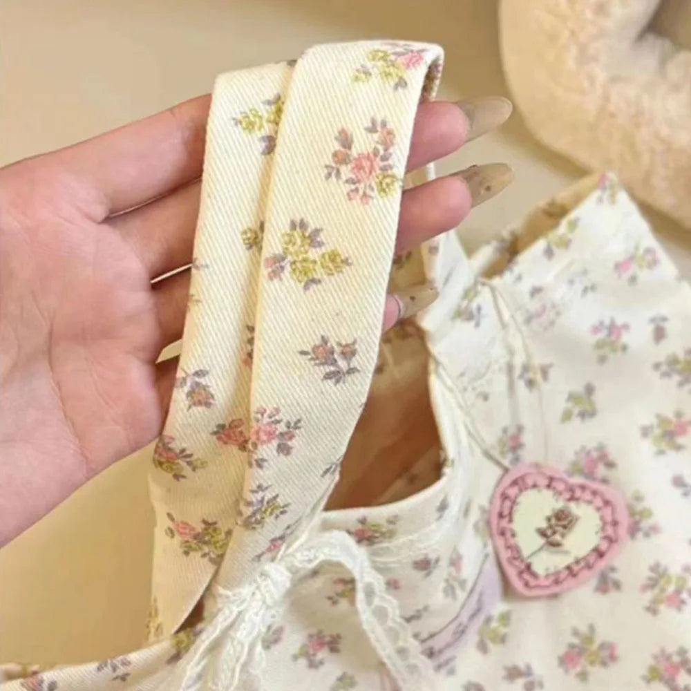 Large Capacity Lace Bow Canvas Tote Bag - Sweet Print Storage Handbag