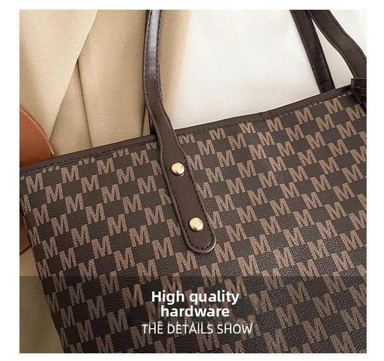 Women's PU Leather Print Commuting Tote Bag - Large Capacity College Handbag - lily supply