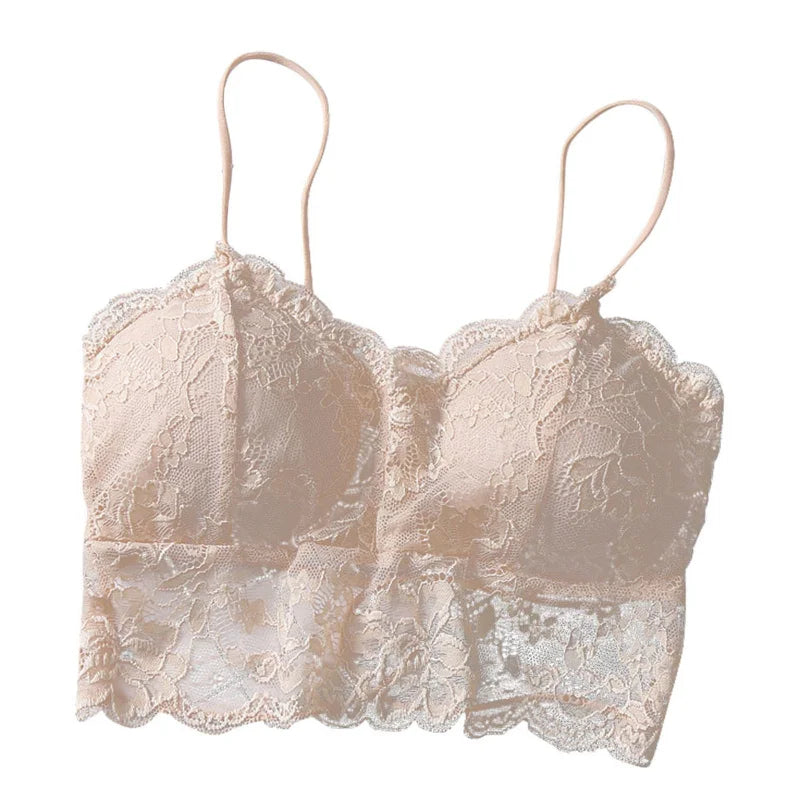 Women's Lace Bralette Zipper Crop Top