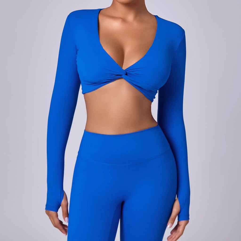 Women's Shirt Crop Top Fitness Shirts Gym Running Workout Long Sleeve Sports Top Woman Yoga Tops Activewear With Thumb Hole - lily supply