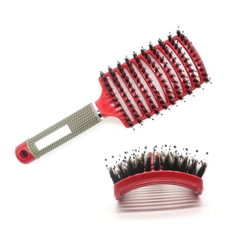 Exfoliating Bristle Hair Brush - Wet Curly Comb Salon Styling Tool - lily supply