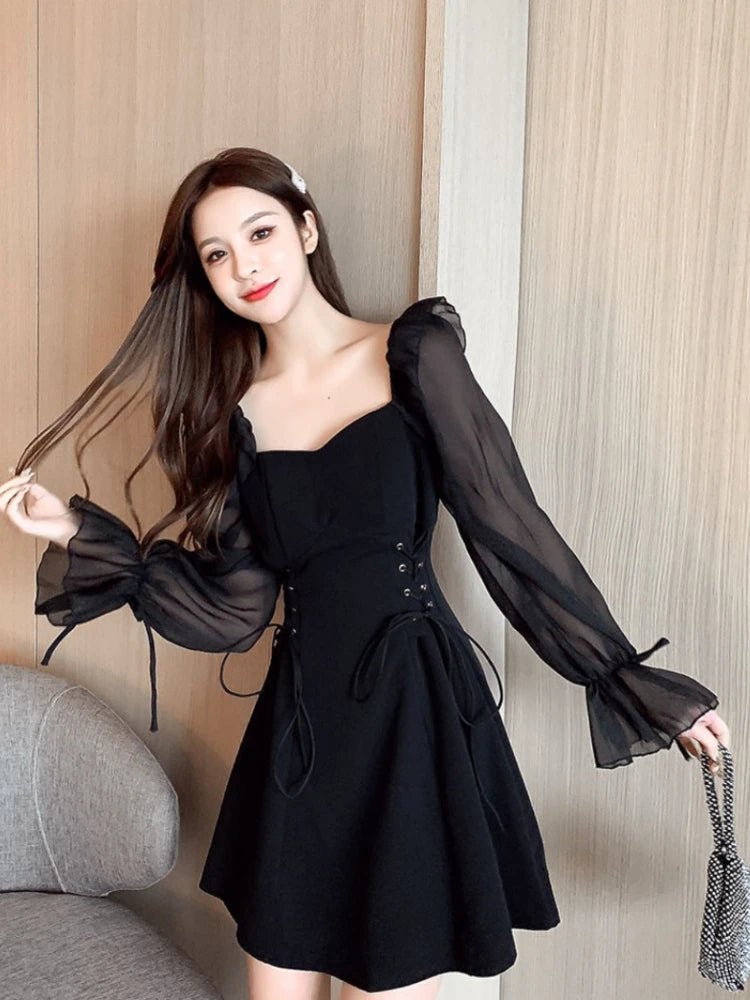 Female Dresses Coquette Women's DressSilk Satin Chiffon Sexy Black Holiday New Features Korean Style Clothing Cheap Casual X In - lily supply