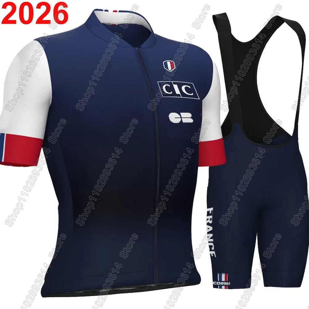France National Team 2026 Cycling Jersey Set Summer Bicycle Clothing Road Bike Shirts Suit Bicycle Bib Shorts MTB Ropa Maillot - lily supply