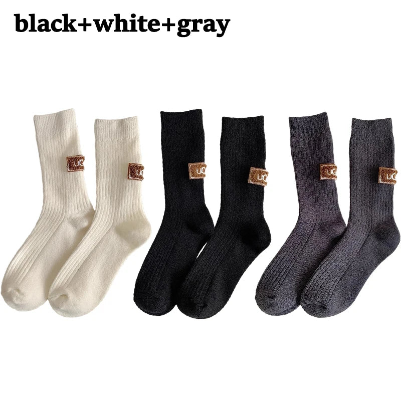 Women's Furry Heel Knitted Snow Boot Socks – Cosy Winter Boot Socks - lily supply