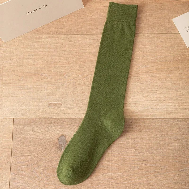 Women's JK Cotton Knee High Socks - Black White Slimming Japanese Korean Style - lily supply