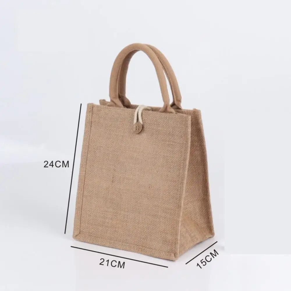 Women's Linen Burlap Beach Tote Bag - Eco Portable Shoulder Handbag