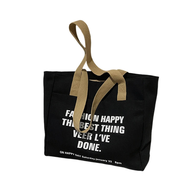 Women's Canvas Laptop Shoulder Bag - Large Capacity Student Commute Tote