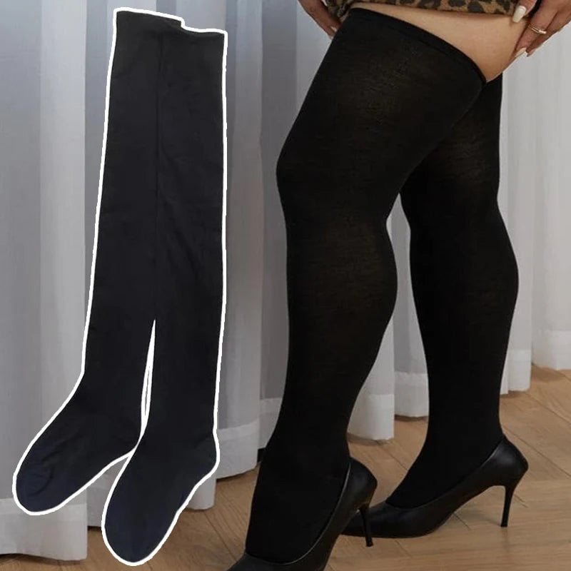 Women's Over Knee Thigh High Stockings - Black White Lolita Long Socks - lily supply