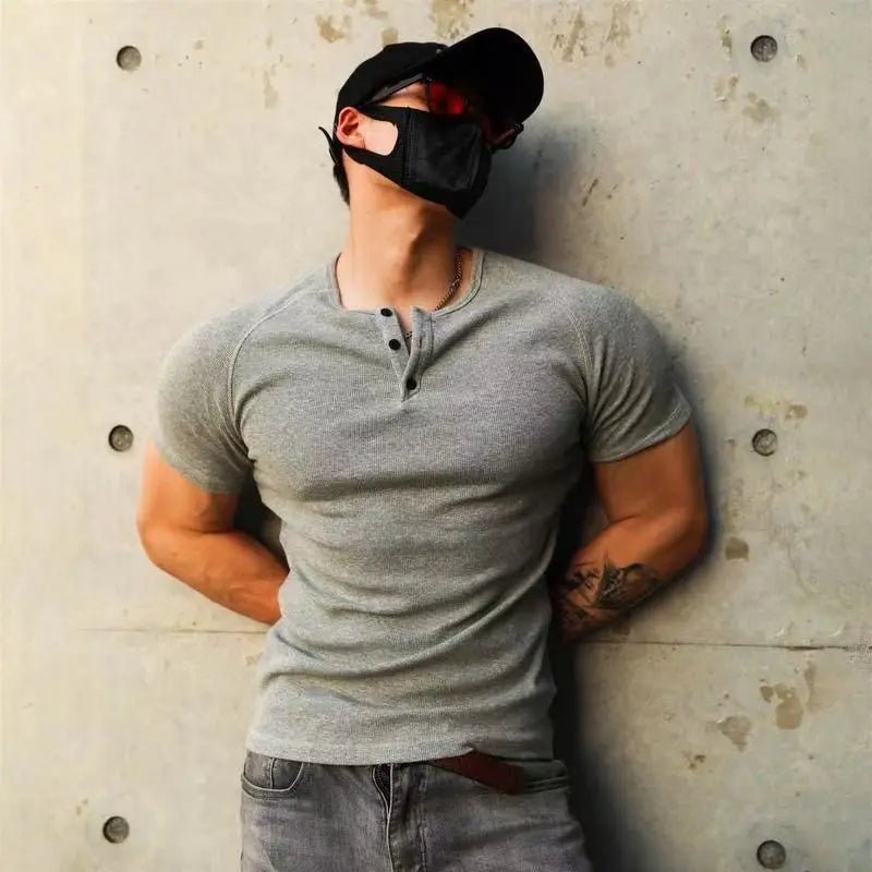 T Shirt Men Casual Short Sleeve Muscle Joggers Bodybuilding Tshirt Male Gym Fitness Tops Tee Streetwear Slim Fit Summer T-shirt - lily supply