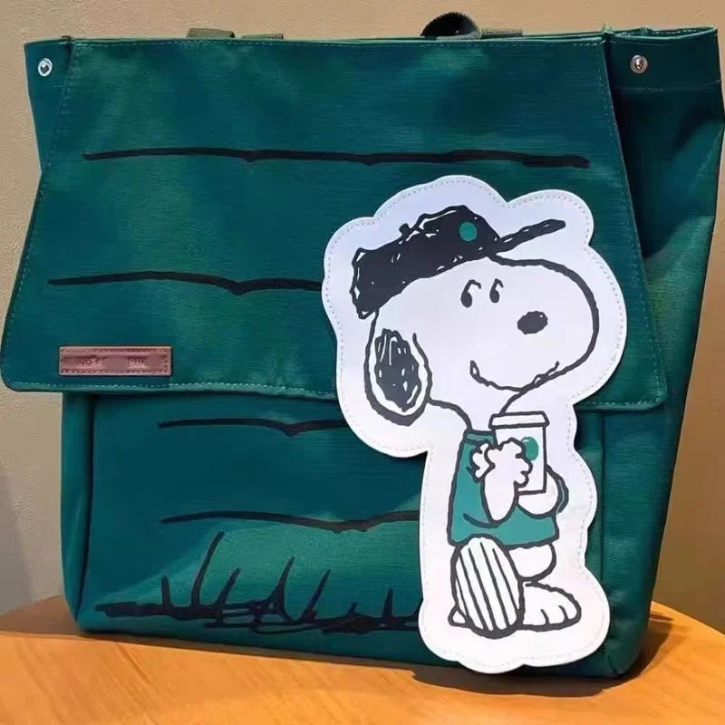 Snoopy Canvas Tote Shoulder Bag - Large Capacity Casual Girls Travel Bag
