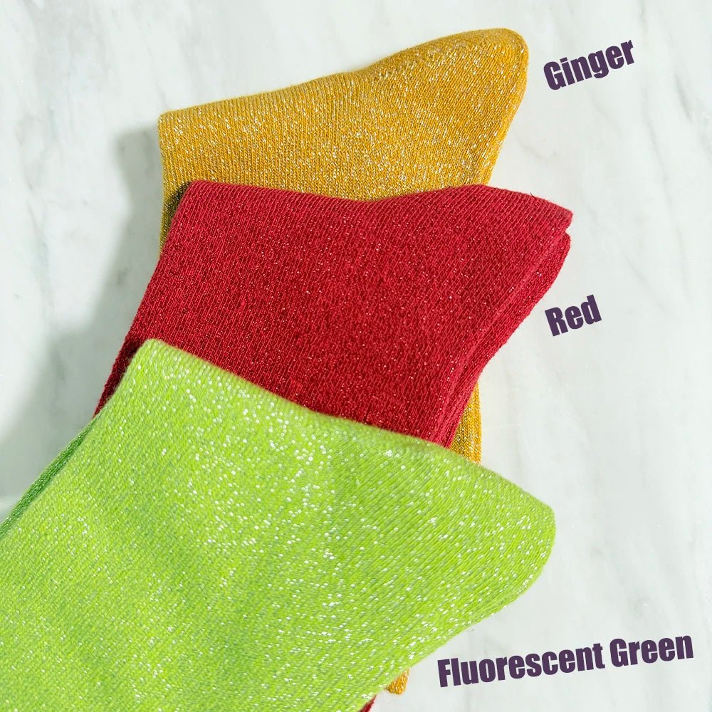 Women's Shiny Gold & Silver Silk Socks – Metallic Glam Ankle Socks - lily supply