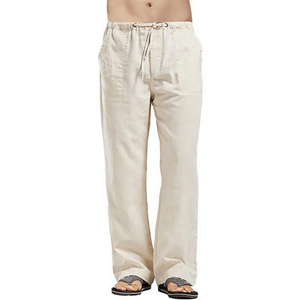 Men's Cotton Linen Pants - Breathable Loose Summer Trousers
