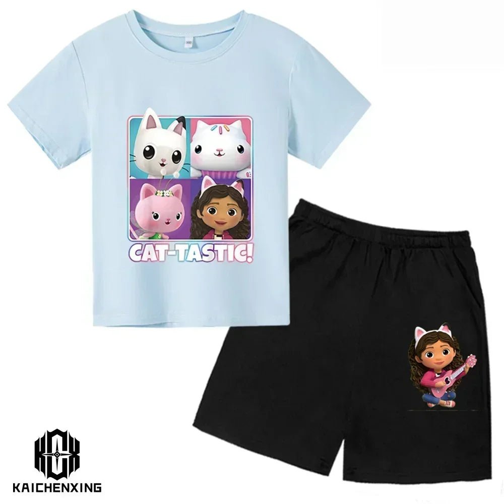 Little Girl T-shirts Kawaii Gabbys Doll House T Shirt Graphic Print Cute Kids Clothes Pink Tshirts Aesthetic Girls Clothes Top - lily supply