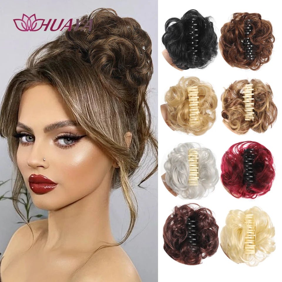 Synthetic Wavy Curly Messy Bun Claw Clip Hair Piece - Ponytail Extension - lily supply