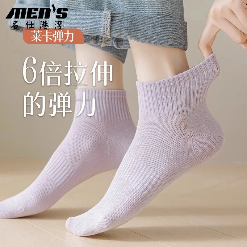 Women's 100% Cotton Short Sports Socks - 6 Pairs Breathable Mesh Low Top - lily supply