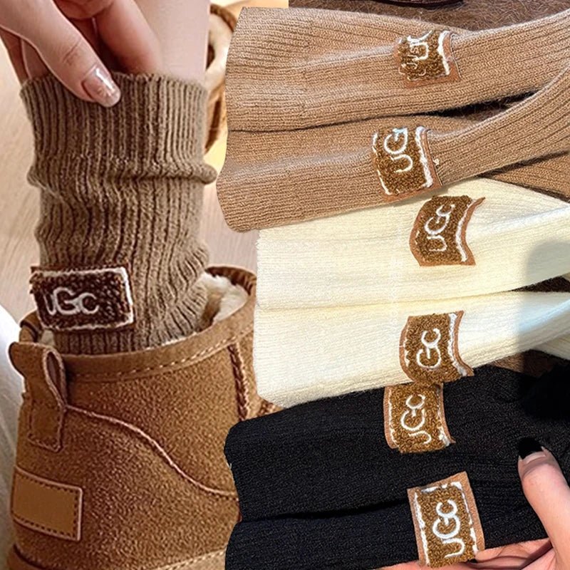 Women's Furry Heel Knitted Snow Boot Socks – Cosy Winter Boot Socks - lily supply