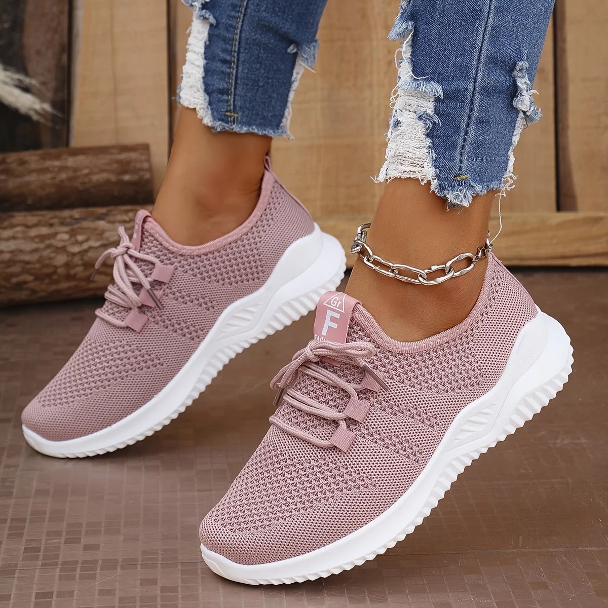 Women's Leisure Sports Shoes in Solid Colors with Knit Upper and Soft Soles for Running Tennis and Workouts Ideal for Travel - lily supply