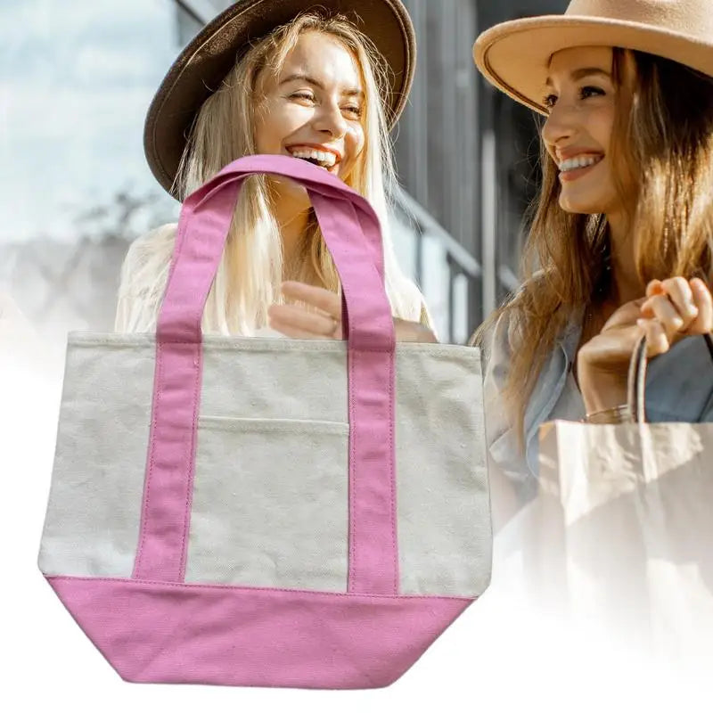 Canvas Reusable Grocery Tote Bag - Fashionable for Women Men Students