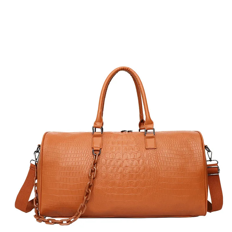 Women Travel Duffel Handbag Large Capacity Business Candy Color Shoulder Bag Waterproof PU Trip Commuting Gym Crossbody Pack