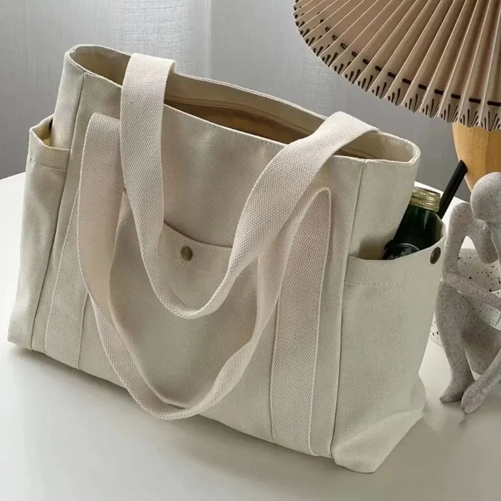 Large Capacity Canvas Tote Bag - Commuter Art Student Shoulder Bag