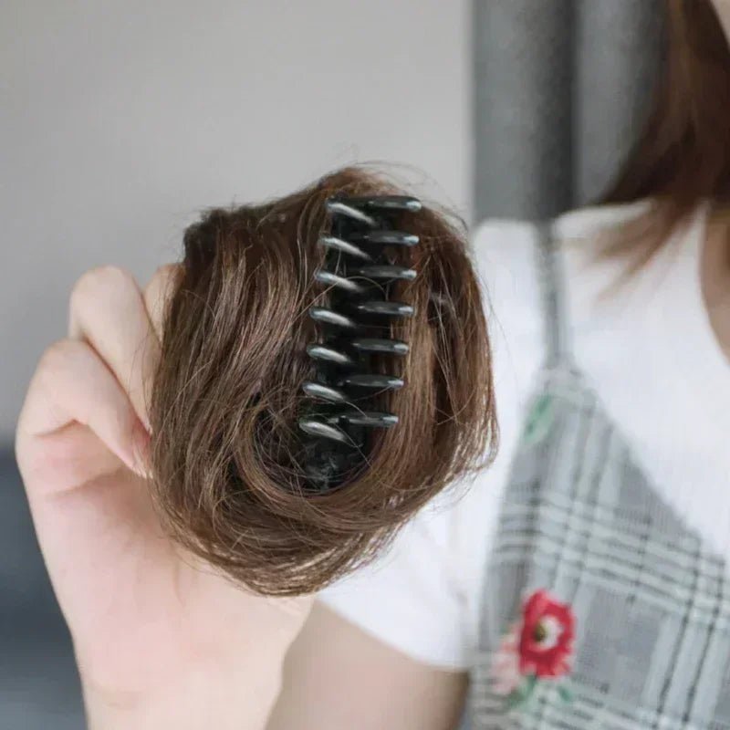 Curly Short Hair Chignon Donut Bun Wig - Claw Clip Hairpiece - lily supply