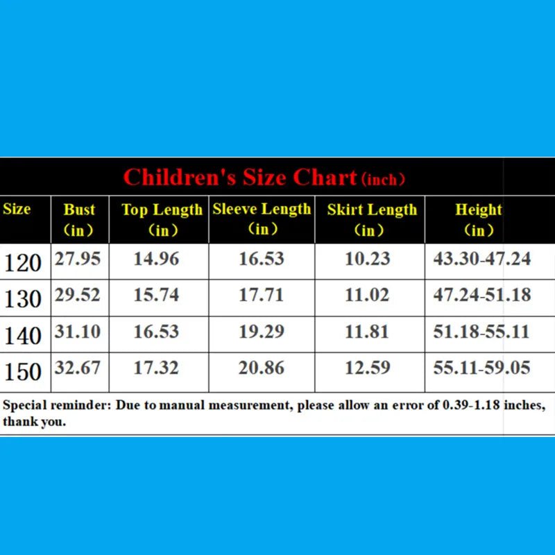 3 - 12Y Girls Cheerleader Dress (With Hand Flower) Printed Letter T-Shirt Football Game Festival Cosplay Clothing Blue Red Skirt - lily supply