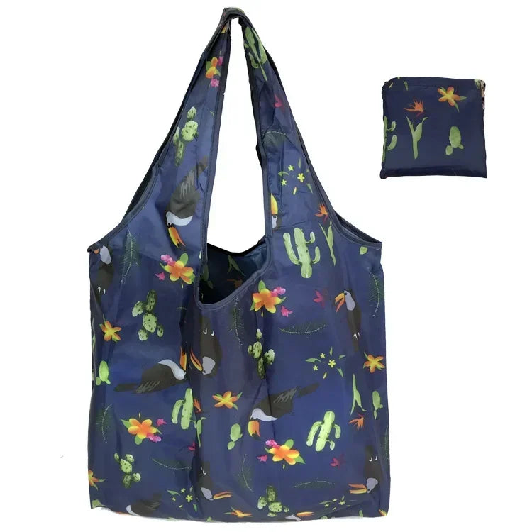 Big Nylon Foldable Reusable Tote Bag - Eco Polyester Shoulder Handbag