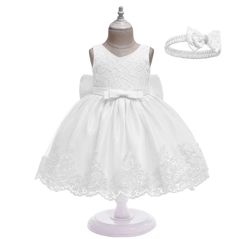 Girls Elegant dress for girl Toddlers kids White Wedding Party Gown Baptism Ceremony Vestidos Festive dress new year Clothing - lily supply