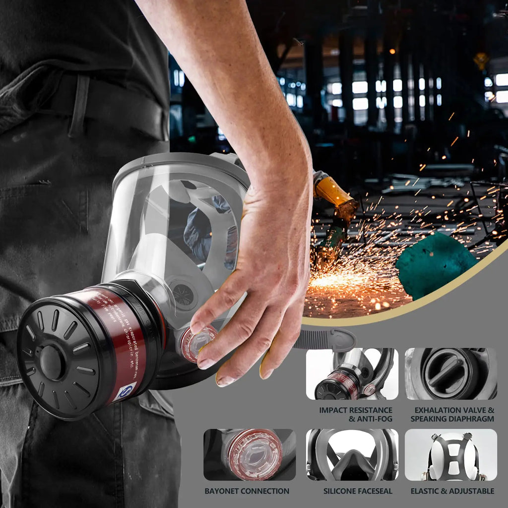 6800 Full Face Safety Work Gas Masks Survival Nuclear and Chemical with 40mm Activated Carbon Filter & Anti - Fog Design - lily supply