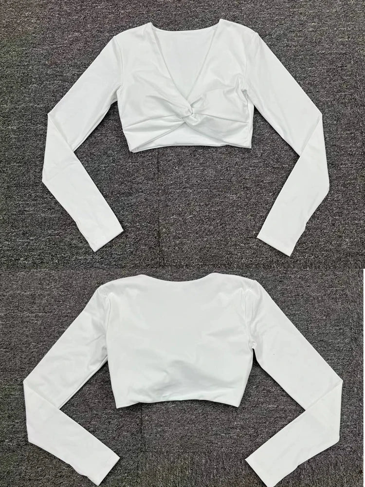 Women's Shirt Crop Top Fitness Shirts Gym Running Workout Long Sleeve Sports Top Woman Yoga Tops Activewear With Thumb Hole - lily supply