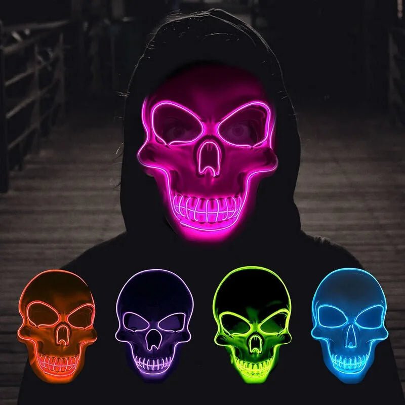 Halloween Horror Skull Mask LED Cold Light Mask LED Halloween Mask Cosplay Mask Halloween Party Decoration Luminous Skull Masks - lily supply