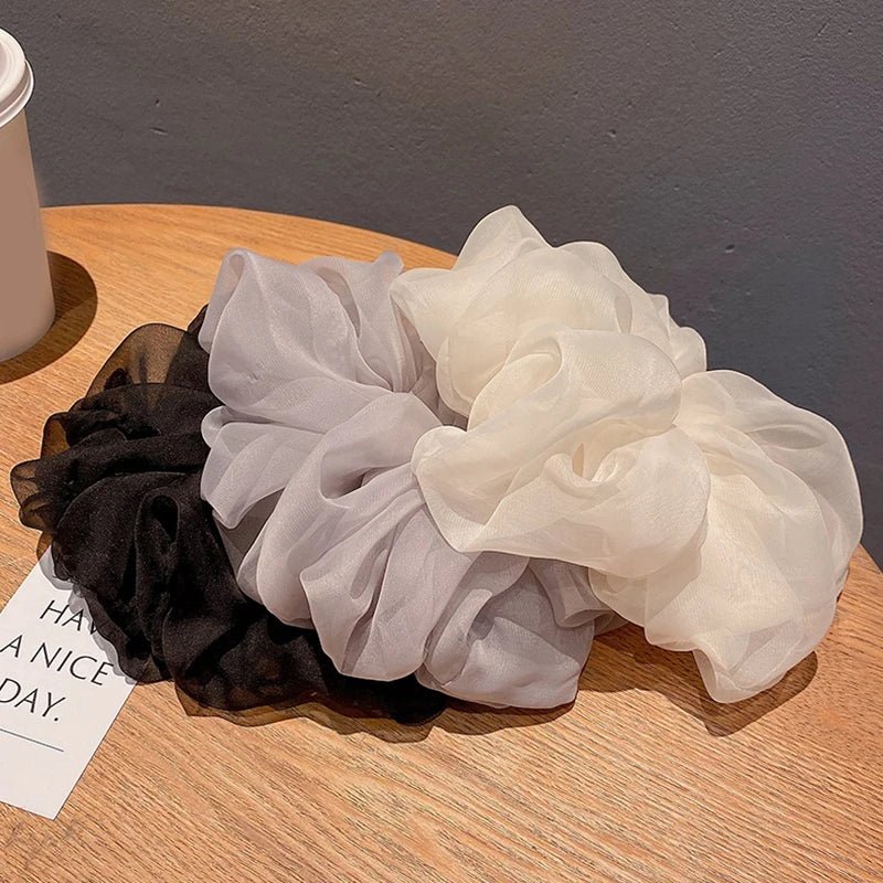 Oversized Organza Chiffon Scrunchie - Korean Large Elastic Hair Bands - lily supply
