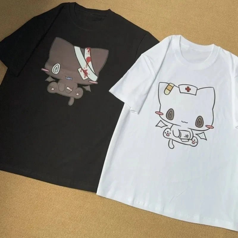 Women T Shirts Cartoon Printed Funny Couple Sweet Short Sleeve O Neck Loose Y2k Harajuku Tops Female Casual Tshirt - lily supply
