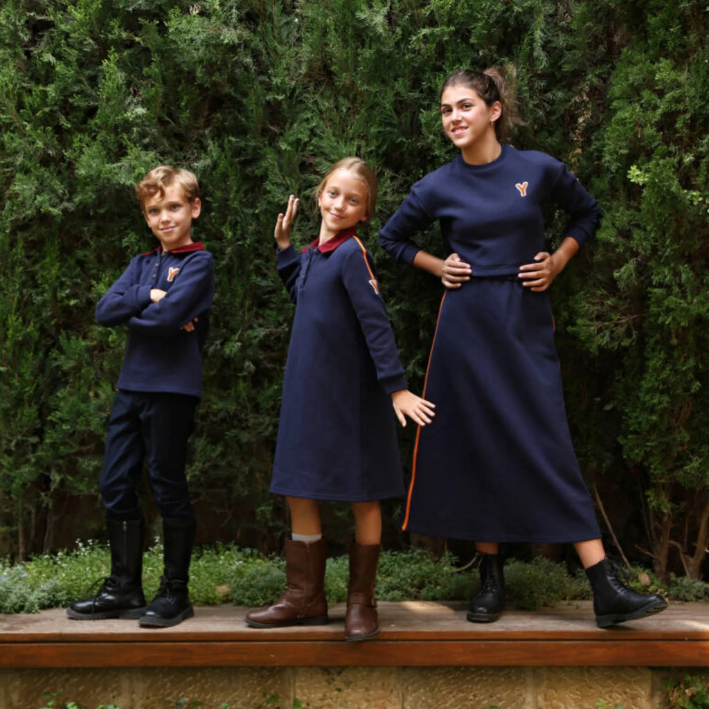 Kids Navy Pique Polo Brother & Sister Set
