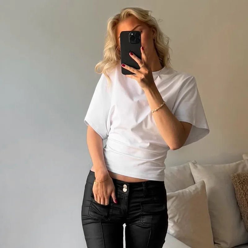 Fashion Casual Solid Gray Cropped T-shirt 2025 Woman Clothes O - neck Corset Tops Streetwear Girls Spring Summer Short Tee Shirts - lily supply