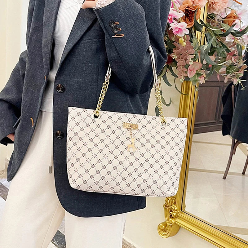 Women's Large Capacity Luxury Print Tote Bag - Trendy Shoulder Purse