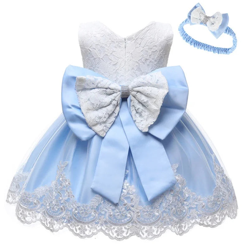Baby Girls Princess Dress - 1st Birthday Party Lace Gown 0-24M