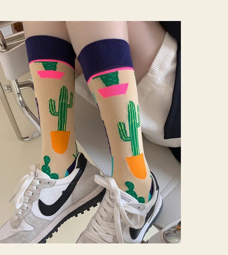 Women's Plant, Hedgehog & Sloth Print Socks – Trendy Casual Socks - lily supply