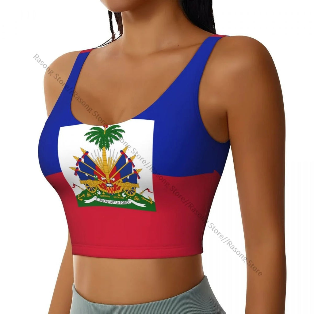 Women Sexy Sports Vest Flag Of Haiti Female Streetwear Sport Lingerie Tee Crop Top - lily supply