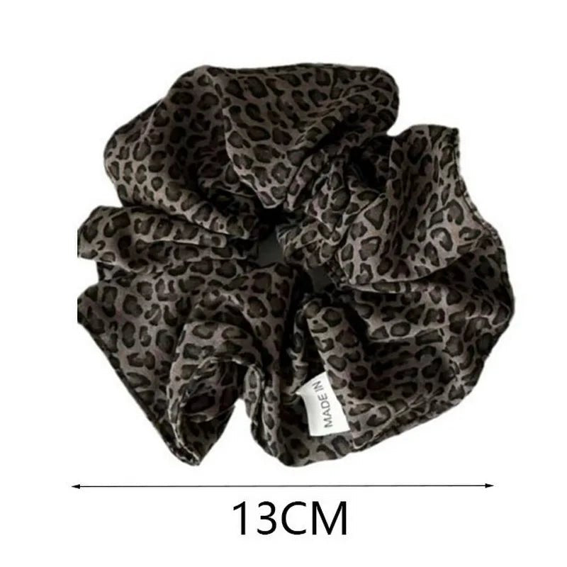 Leopard Print Oversized Scrunchie - Retro Elastic Hair Tie - lily supply