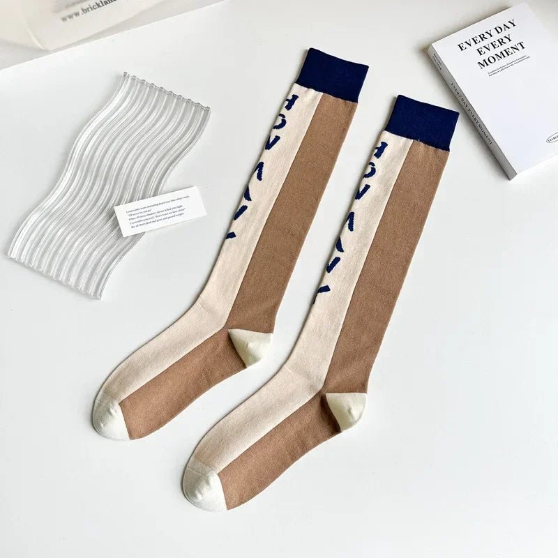 Women's Korean Retro Knee Length Socks – Vintage Style Long Socks - lily supply