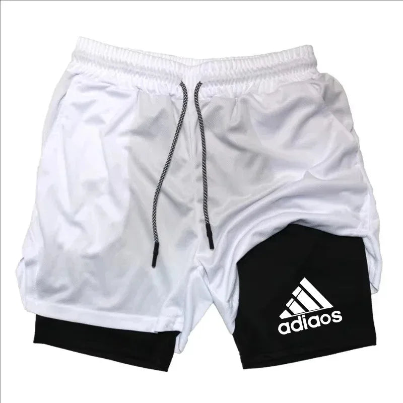 Men's 2-in-1 Mesh Compression Shorts – Breathable Quick Dry Gym Fitness Running Shorts