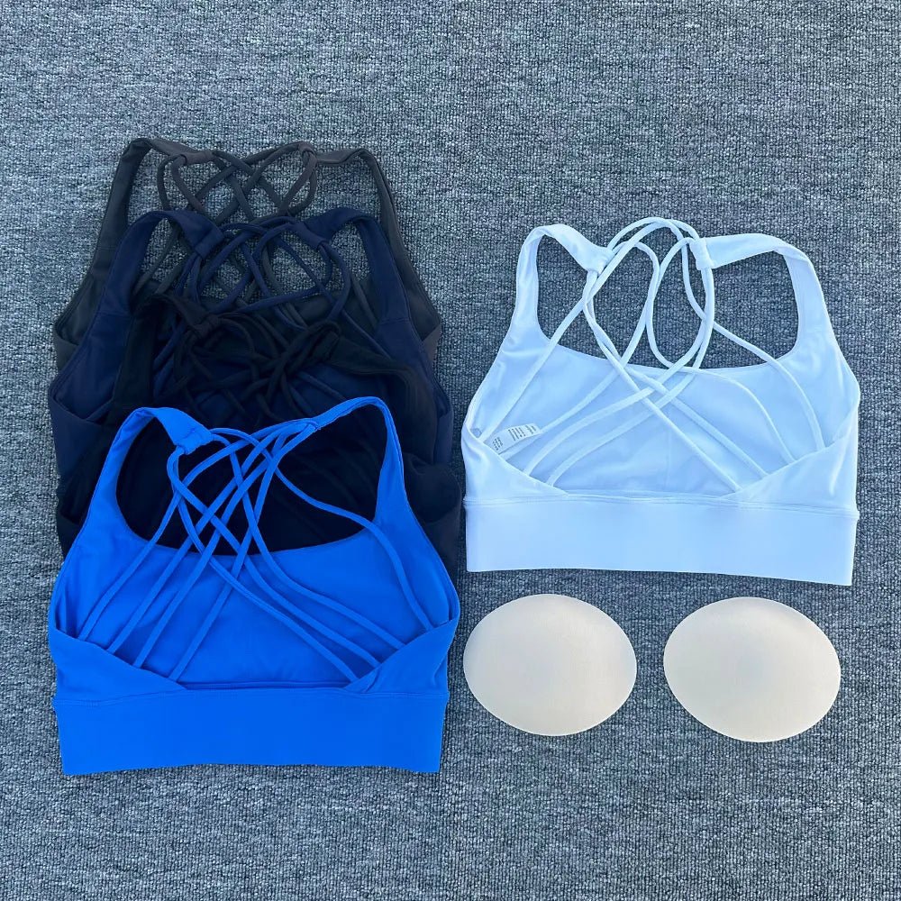 New Fitness Sports Bra for Women Push Up Cross Back Shockproof Running Gym Training Workout Yoga Underwear Crop Tops - lily supply