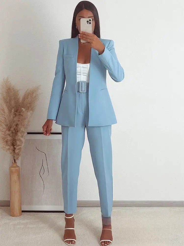 KONDALA Women's Blazer & Wide Leg Pants Set