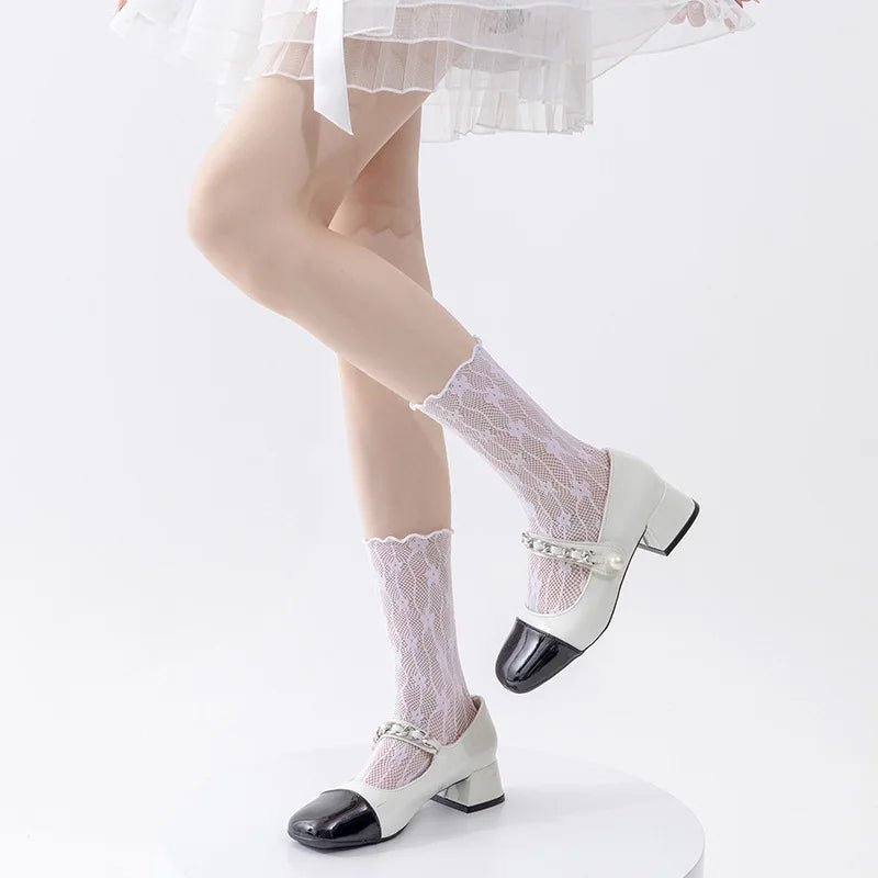 Women's Flower Lace Mesh Socks – Sweet Cute Ankle Socks - lily supply