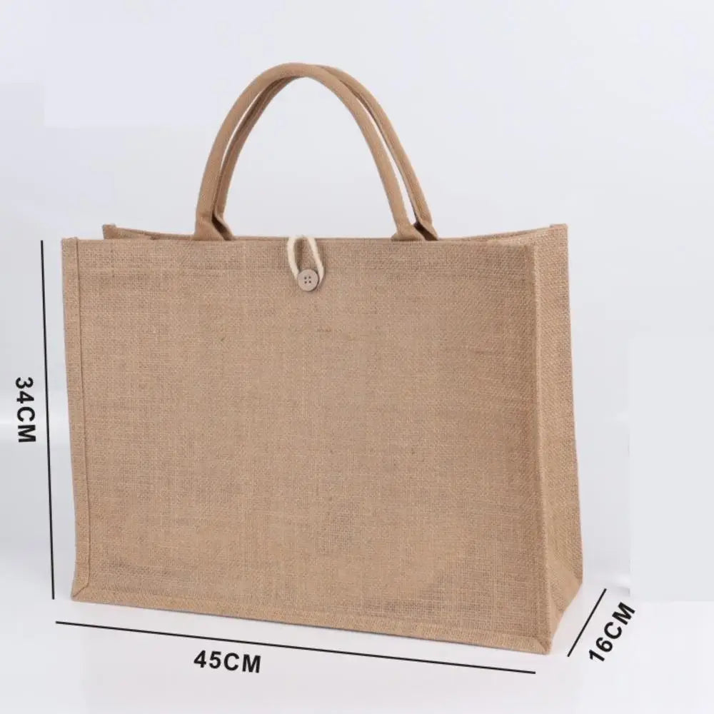 Women's Linen Burlap Beach Tote Bag - Eco Portable Shoulder Handbag