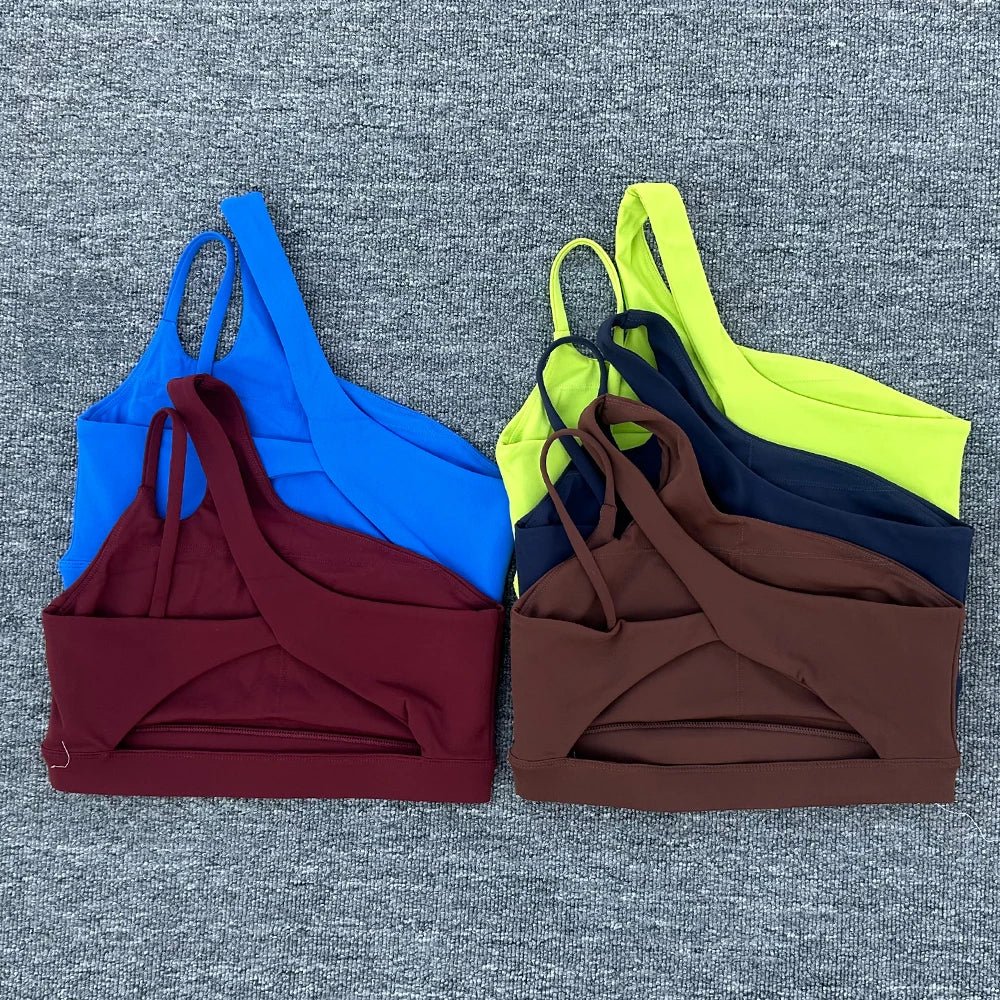 Women Shockproof Sport Bra Women's Beautiful Back Gym Sports Underwear Women Oblique Shoulder Straps Running Fitness Yoga Bra ﻿ - lily supply