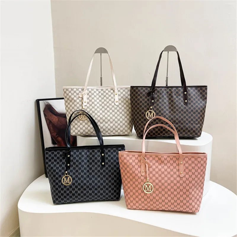 Women's PU Leather Print Commuting Tote Bag - Large Capacity College Handbag - lily supply