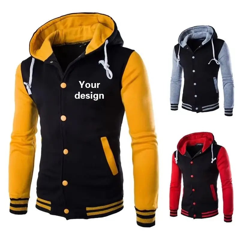 Men's Baseball Jersey Hooded Sweater Coat - lily supply